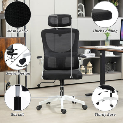 Vinsetto Mesh Office Chair with Adjustable Headrest, Lumbar Support, Black