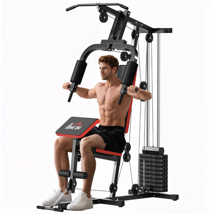 Multi Home Gym Machine with 65kg Weights for Strength Training Black