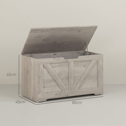 Storage Trunk for Living Room, with Safety Hinges, 80cm, Grey
