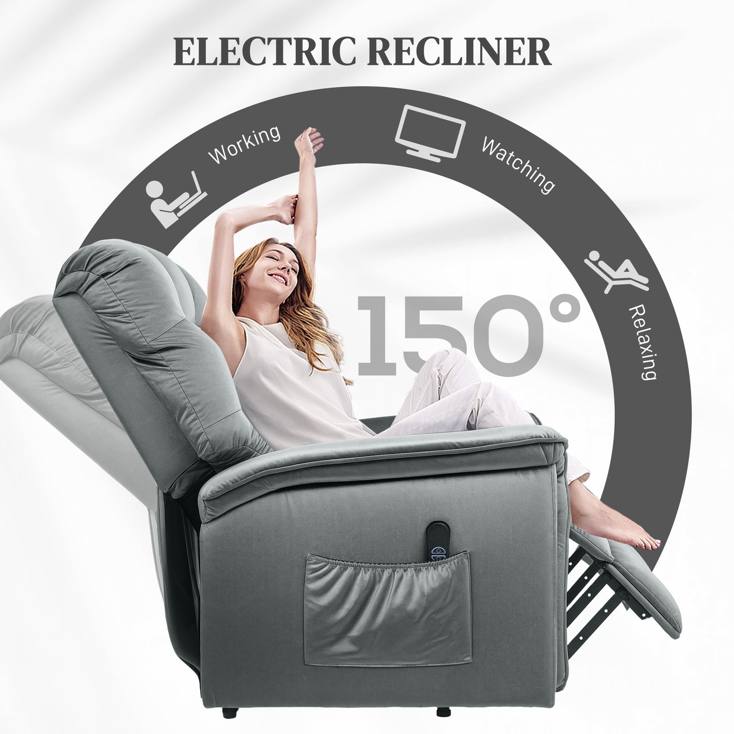 Power Lift Recliner Chair for Elderly w/ Remote Control, Dark Grey