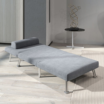 Single Folding 5 Position Convertible Sleeper Chair Sofa Bed Grey