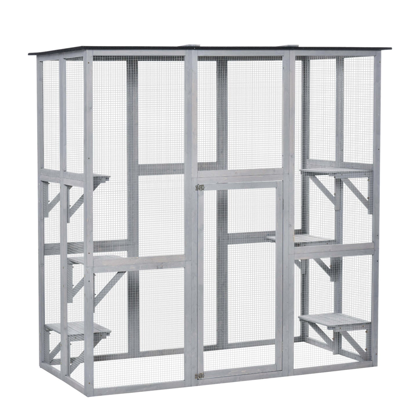 Wooden Cat House with Platforms, Cat Cage for Multiple Kittens