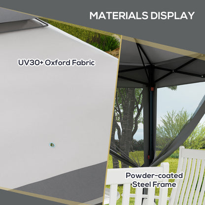 3 x 3(m) Pop Up Gazebo, Height Adjustable Instant Event Shelter with Netting and Carrying Bag, Grey