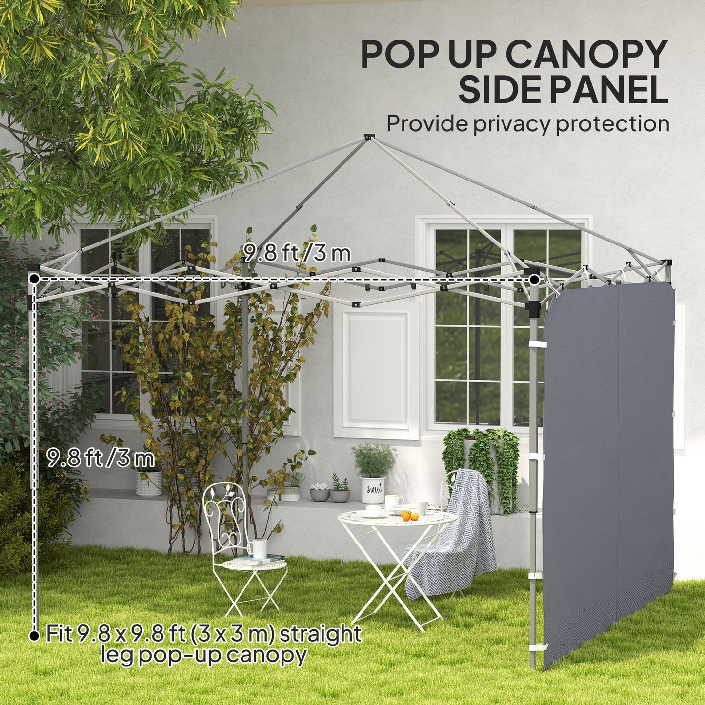 Side Panel for 3x3 m Pop Up Gazebos, 1 Pack Sidewall Only, Grey