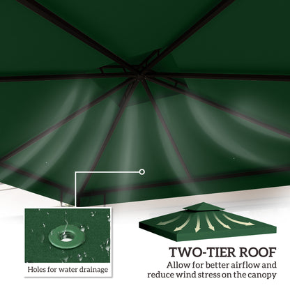 3(m) 2 Tier Garden Gazebo Top Cover Replacement Canopy Roof Dark Green