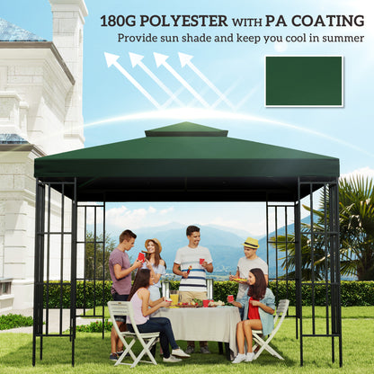 3(m) 2 Tier Garden Gazebo Top Cover Replacement Canopy Roof Dark Green