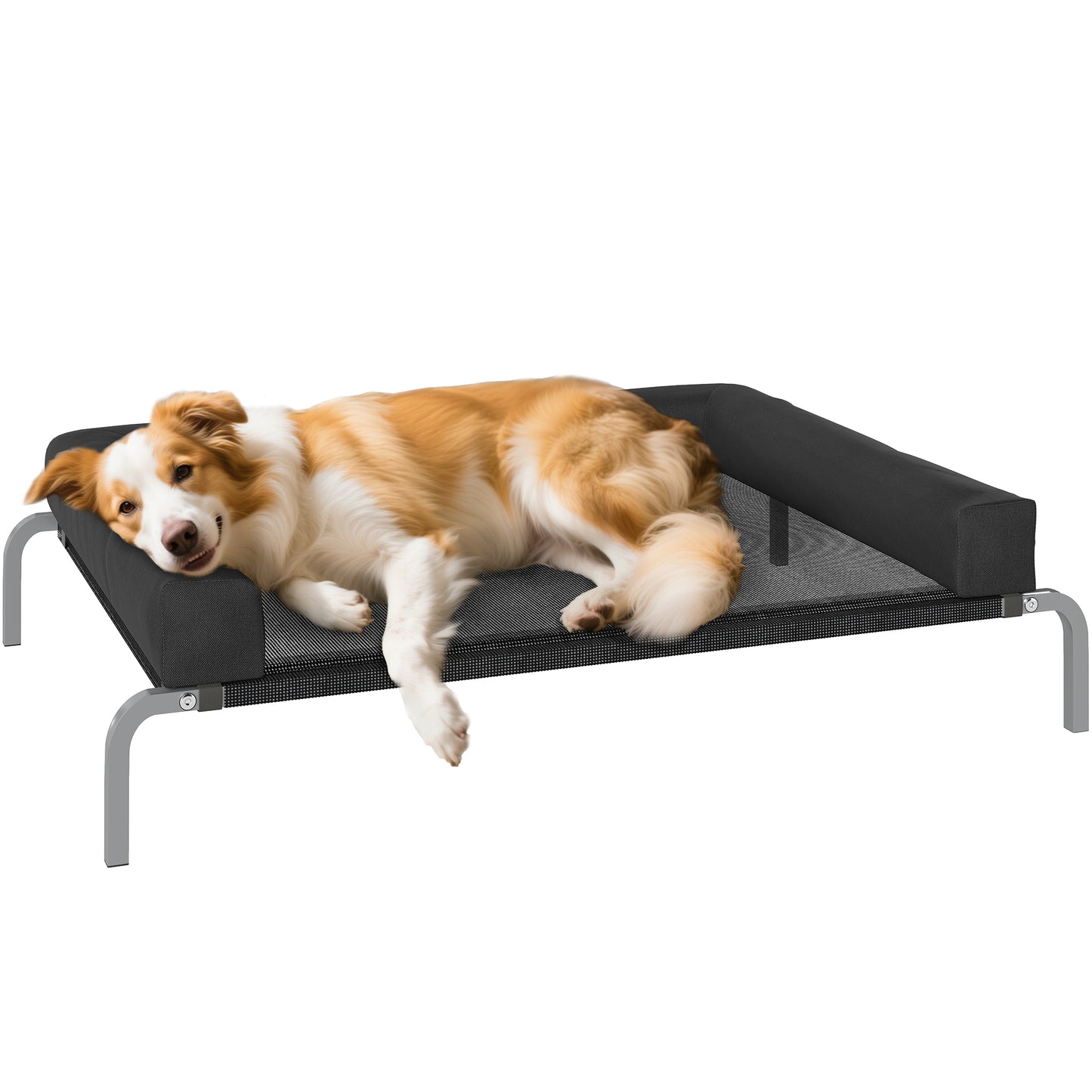 Elevated Dog Bed, Raised Dog Bed with Removable Bolsters