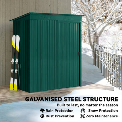 5 x 3.5ft Metal Garden Shed with Effortless Assembly, Green