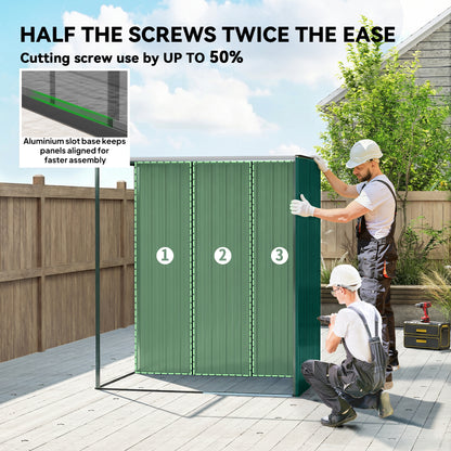 5 x 3.5ft Metal Garden Shed with Effortless Assembly, Green