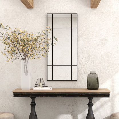 Window Style Vanity Mirror 110 x 50cm Hanging Wall Mirror Black