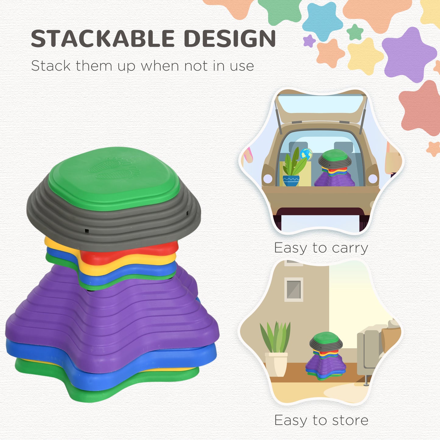 Kids Stepping Stones, 11 Pieces Balance River Stones for Obstacle Course