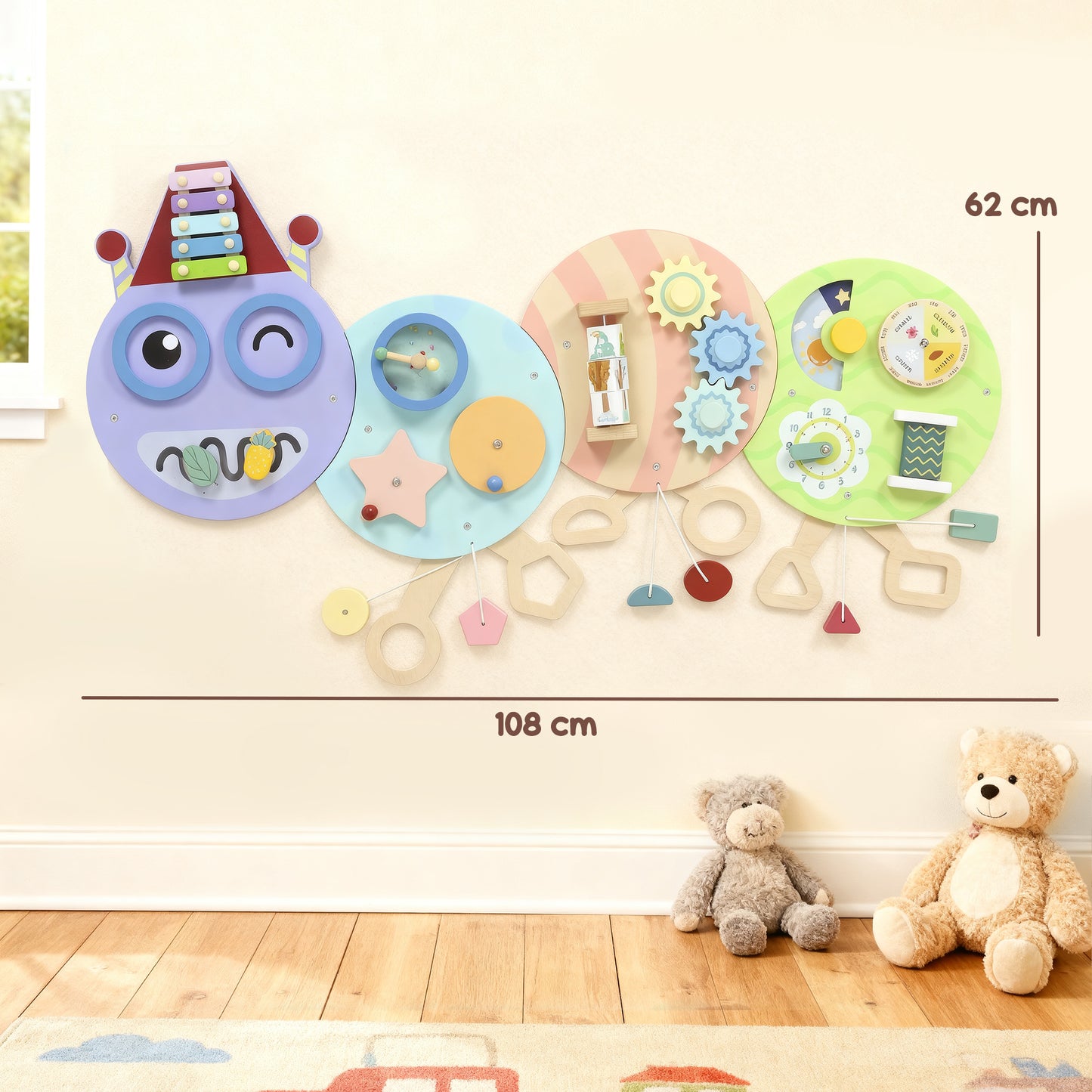 Caterpillar Busy Board, Sensory Wall Toy for Toddlers 3+