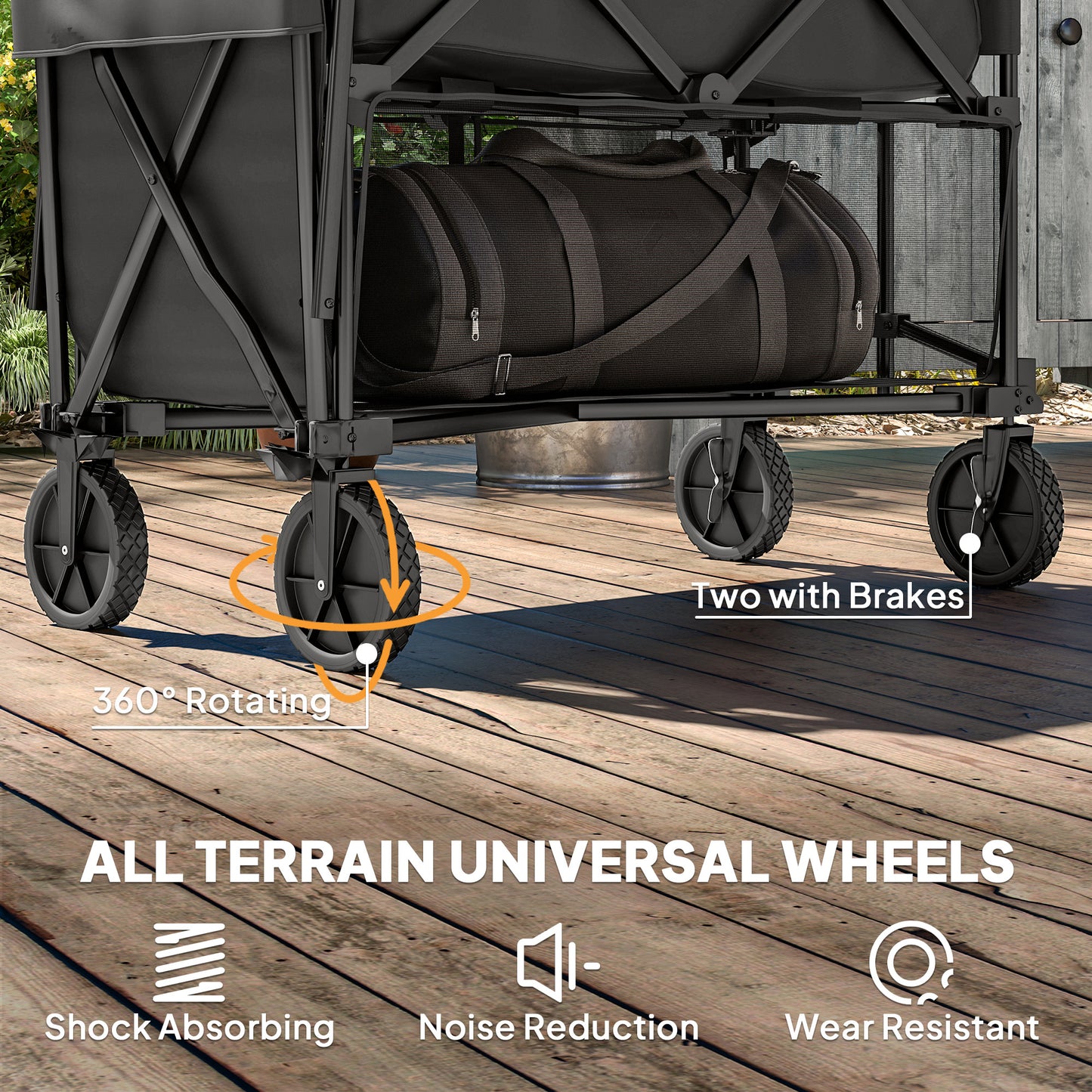 Double Decker Folding Trolley Cart on Wheels, 200KG Capacity Black