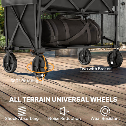 Double Decker Folding Trolley Cart on Wheels, 200KG Capacity Black