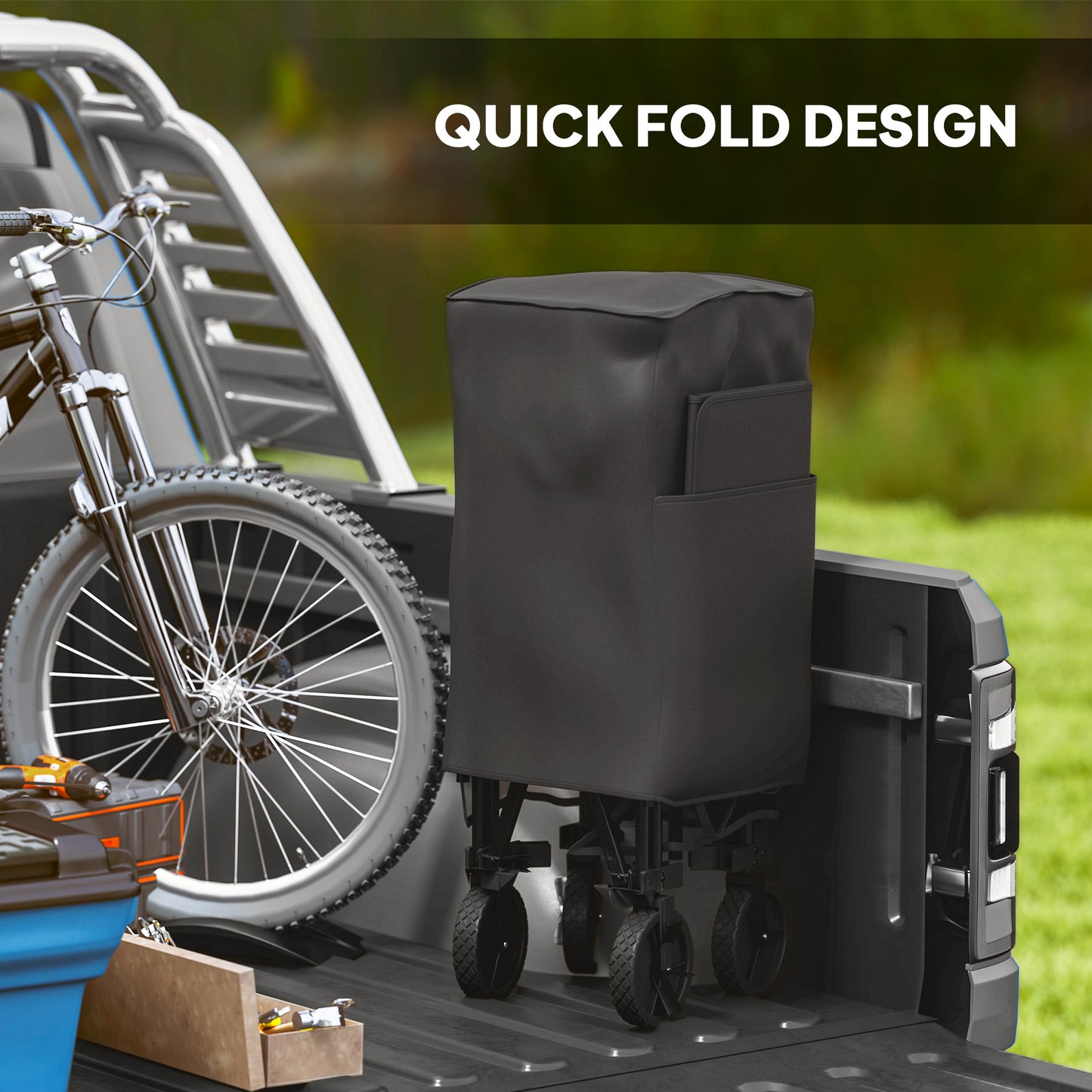 Double Decker Folding Trolley Cart on Wheels, 200KG Capacity Black