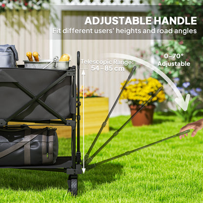 Double Decker Folding Trolley Cart on Wheels, 200KG Capacity Black