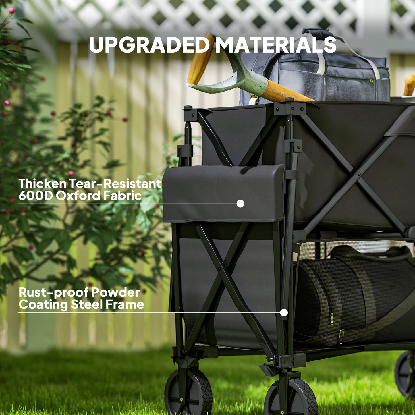 Double Decker Folding Trolley Cart on Wheels, 200KG Capacity Black