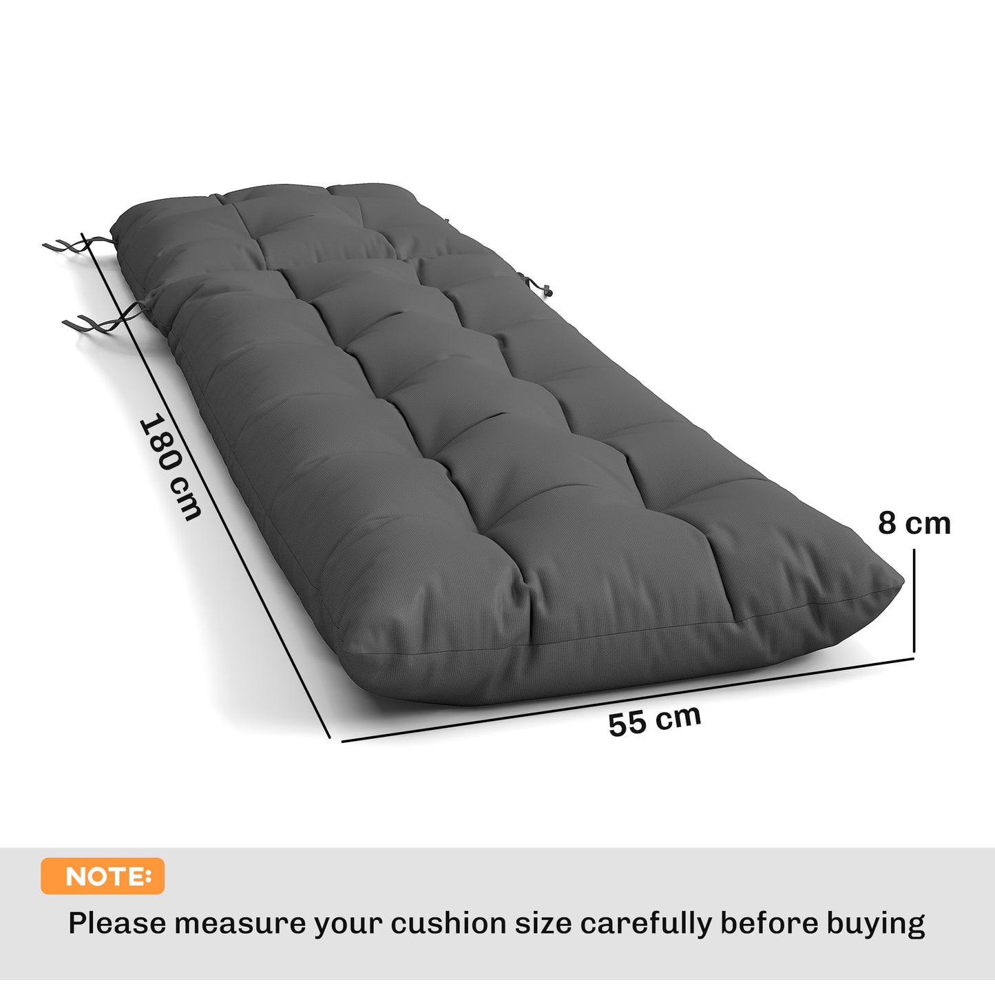 Sun Lounger Cushions Only, Sunbed Replacement Pads with 4 Ties