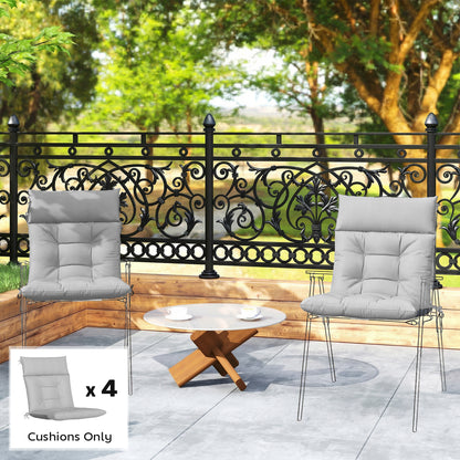 Garden Chair Cushions Set of 4, Waterproof Seat Pads, Light Grey