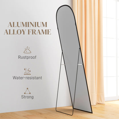 Full Length Mirror with Aluminium Alloy Frame Hanging or Leaning Black