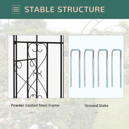 Metal Garden Arch with Double Gate, Garden Arbor Climbing Plants