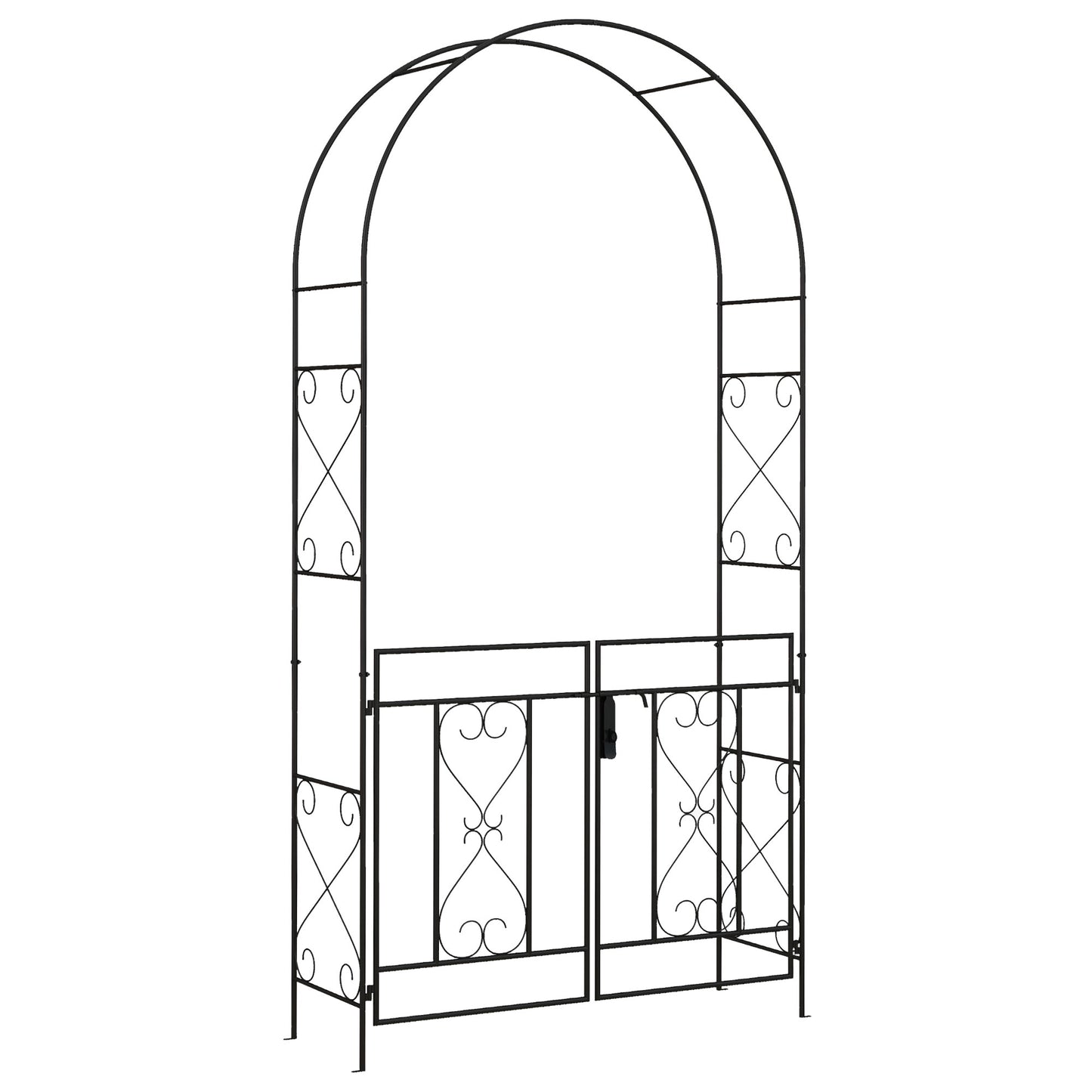 Metal Garden Arch with Double Gate, Garden Arbor Climbing Plants