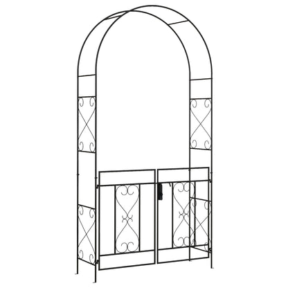 Metal Garden Arch with Double Gate, Garden Arbor Climbing Plants