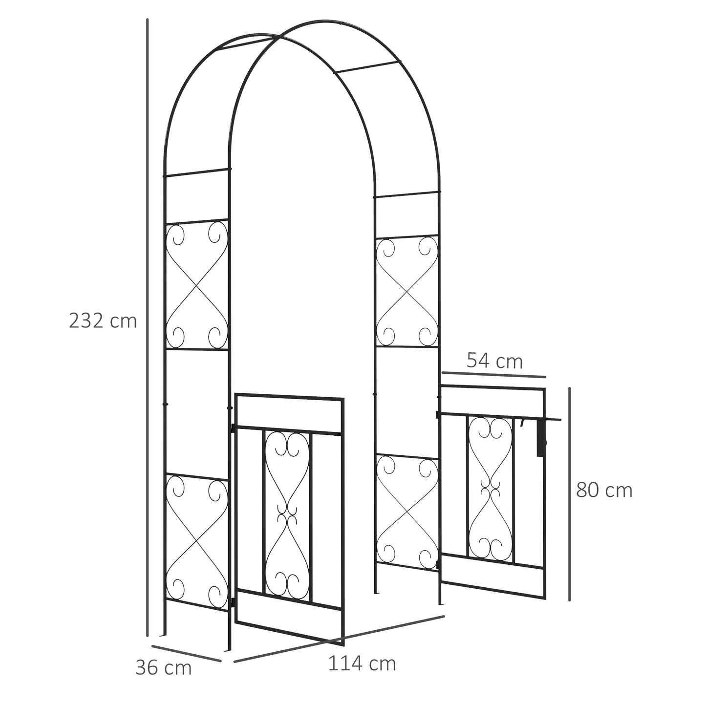 Metal Garden Arch with Double Gate, Garden Arbor Climbing Plants