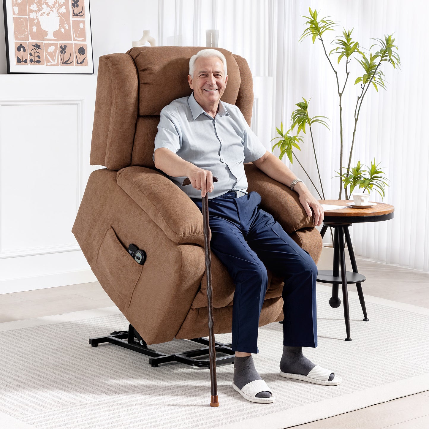 Power Lift Recliner Chair, Lift Chair for Elderly with Massage, Brown