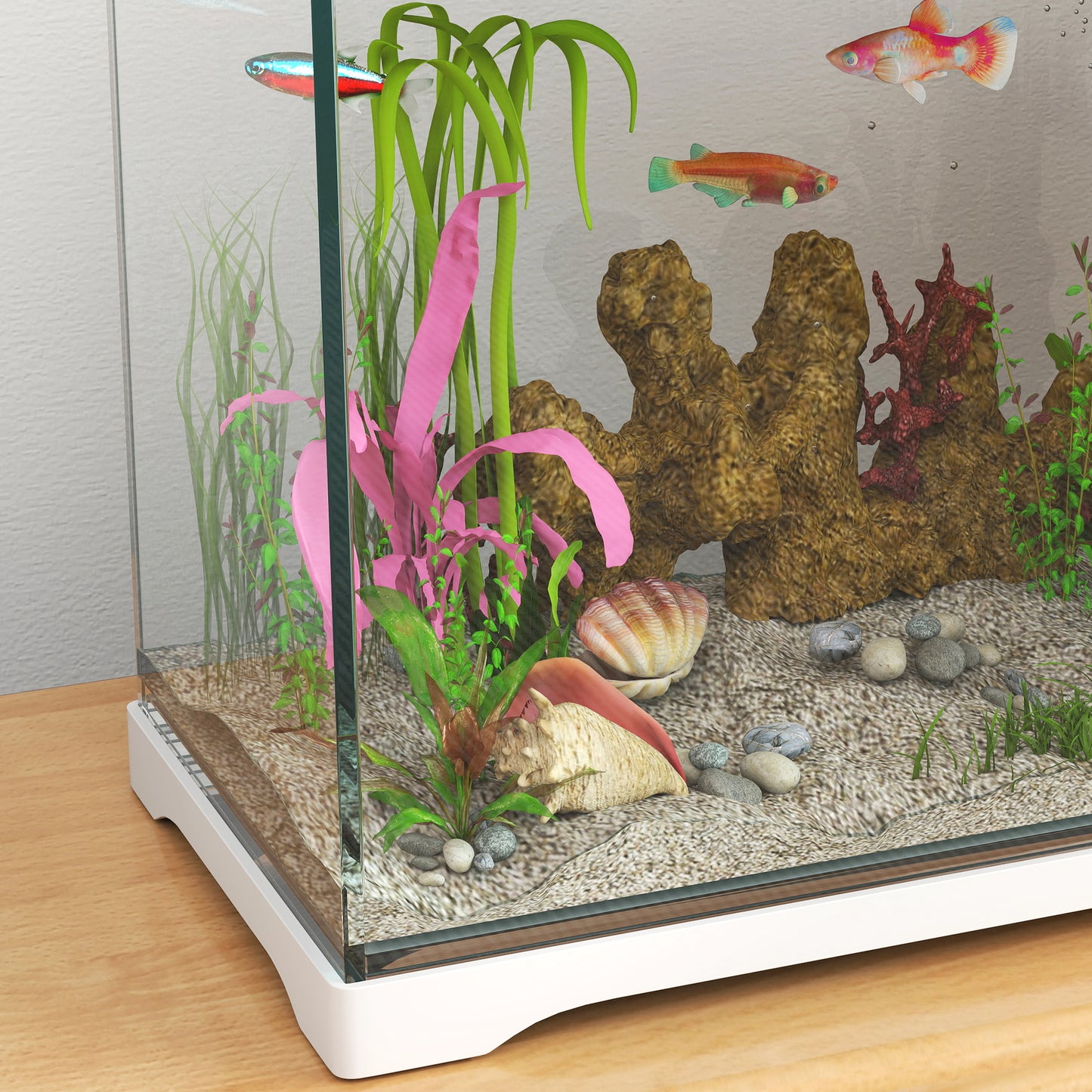 17L Fish Tank, Glass Aquarium with Filter System, LED Light, Water Pump, Fish Tank Starter Kits for Betta, Goldfish, Shrimps, Cold Water Fish, White