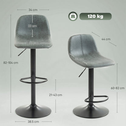 Bar Stools Set of 2, Modern Swivel Barstools for Dining Room, Green