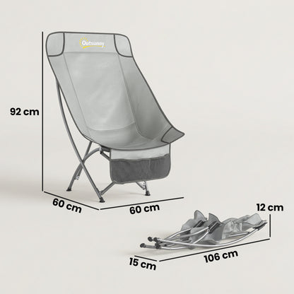 Camping Chair Portable with Side Pocket Light Grey