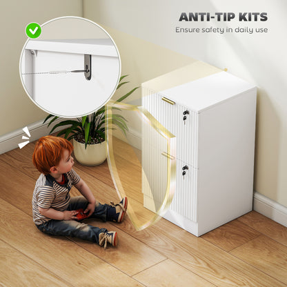 Filing Cabinet, File Cabinet with 2 Lockable Drawers and Hanging Rails