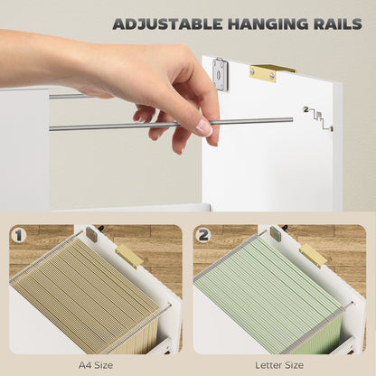 Filing Cabinet, File Cabinet with 2 Lockable Drawers and Hanging Rails