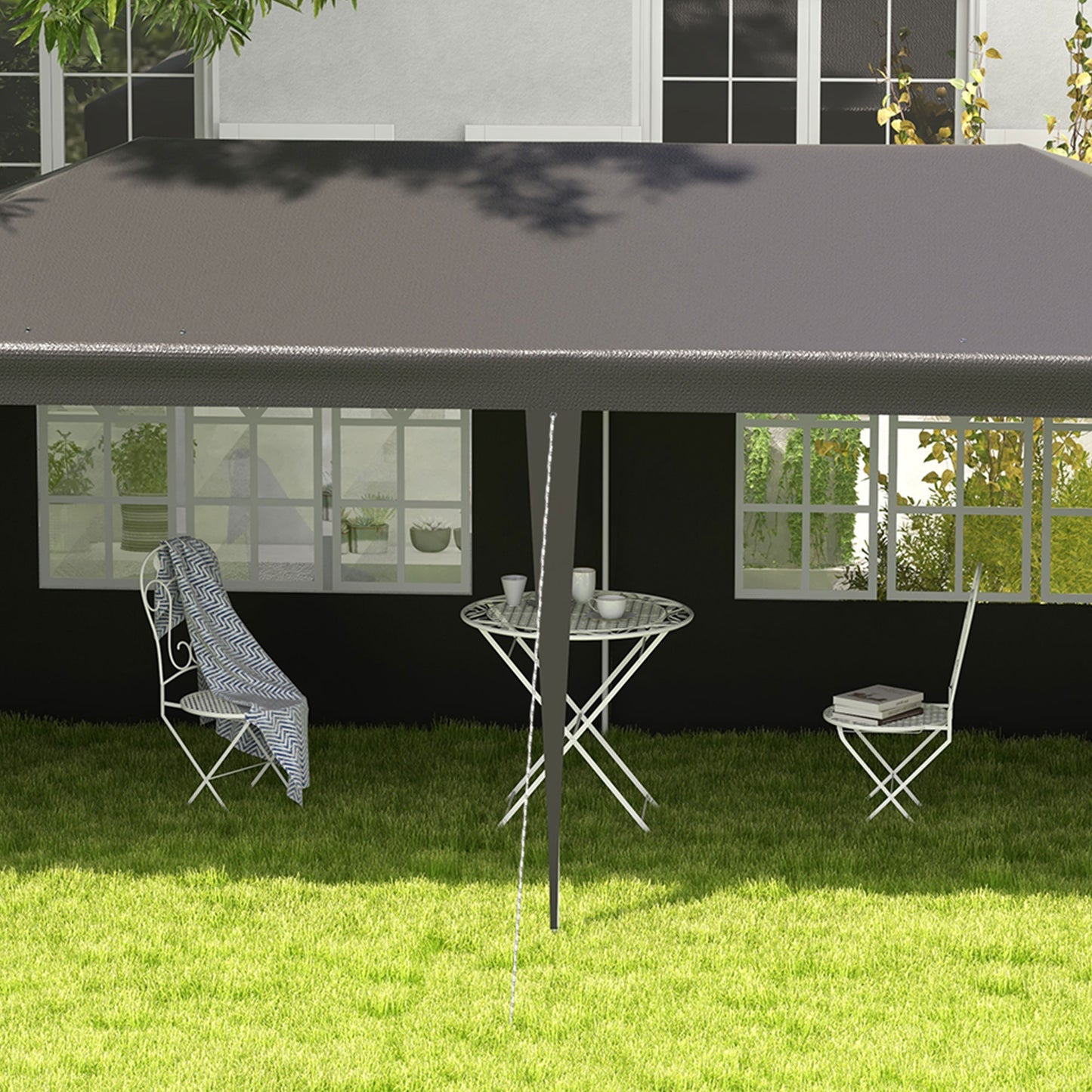 6 x 3 m Party Tent Gazebo Marquee Outdoor Patio Canopy Shelter with Windows and Side Panels, Grey