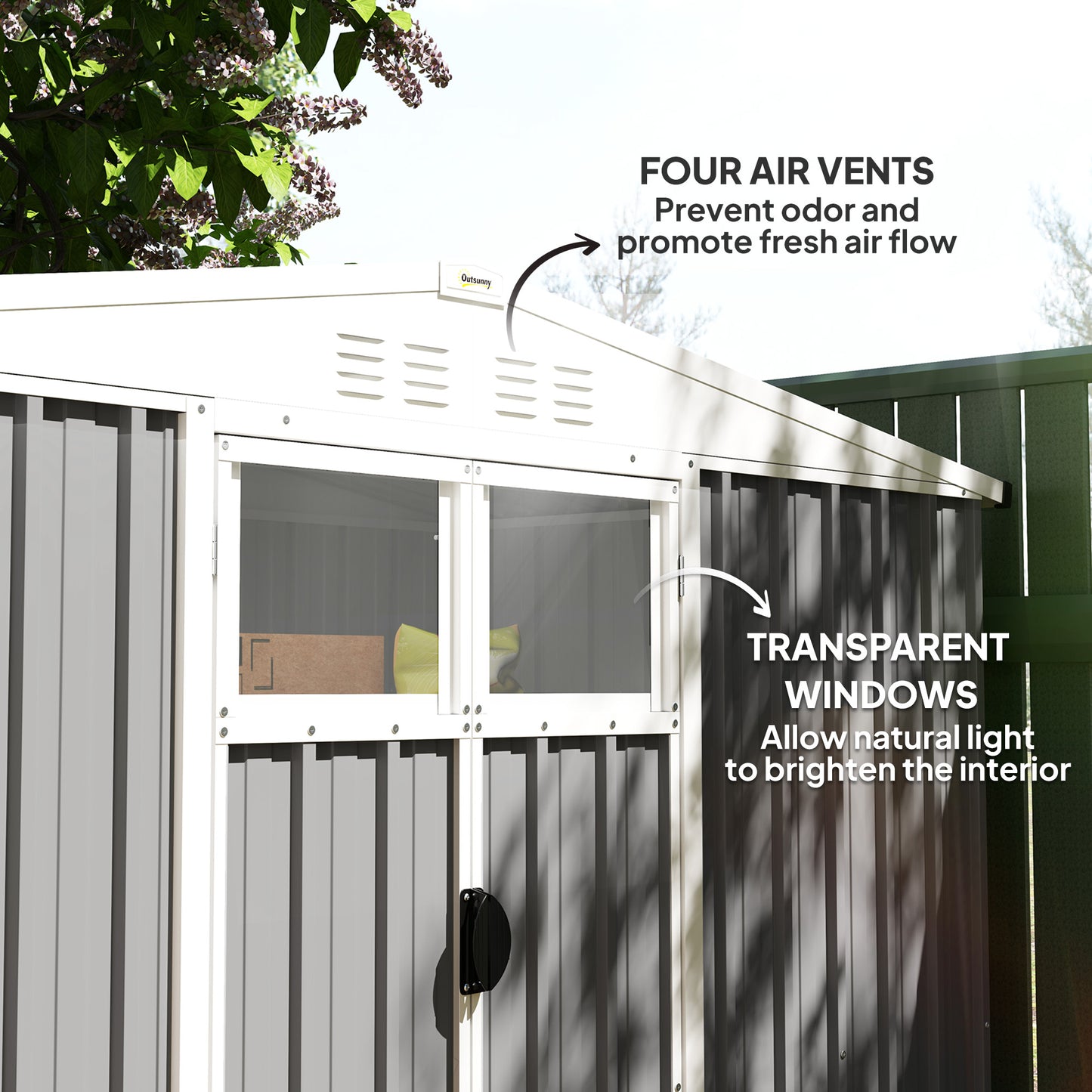 8 x 4 ft Garden Storage Shed, Outdoor Metal Shed, Light Grey