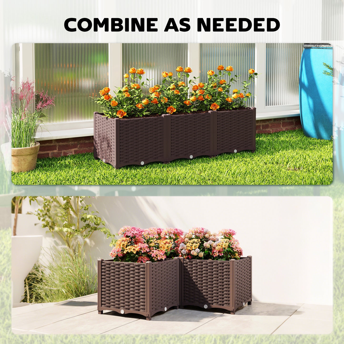 Plastic Raised Garden Bed with Legs and Drainage Holes and Plugs