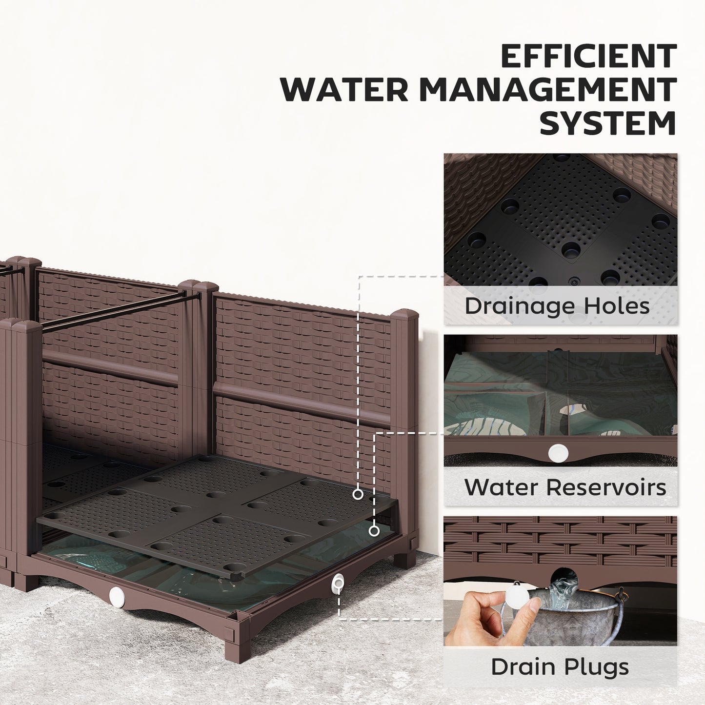 Plastic Raised Garden Bed with Legs and Drainage Holes and Plugs