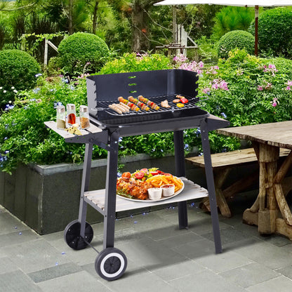 Charcoal BBQ Grill Trolley Barbecue Patio Outdoor Garden Heating Smoker