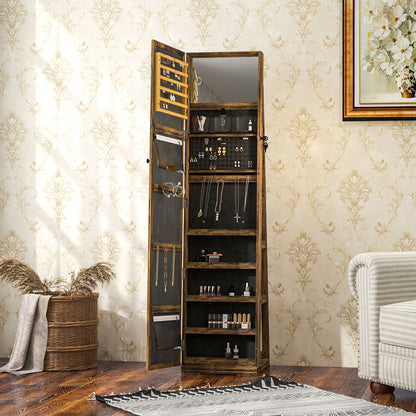 Jewelry Cabinet Full Length Mirror Swivel Lockable Jewelry Organiser