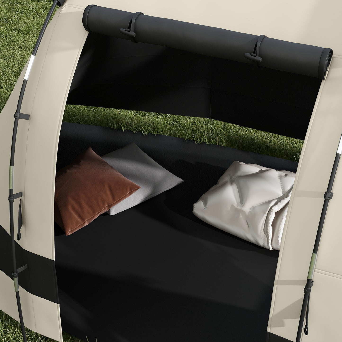 Blackout Camping Tent with Bedroom & Living Room for 4-5 Person, Khaki