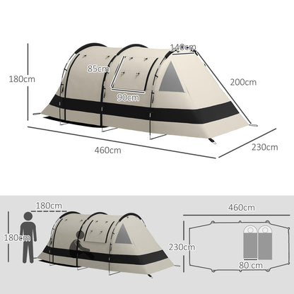 Blackout Camping Tent with Bedroom & Living Room for 4-5 Person, Khaki