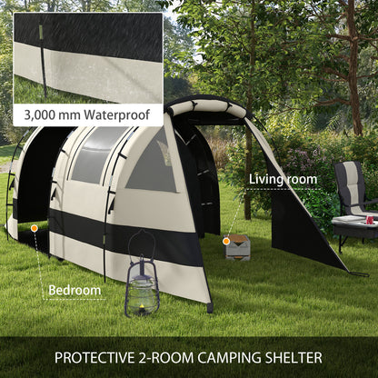 Blackout Camping Tent with Bedroom & Living Room for 4-5 Person, Khaki