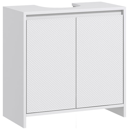 Freestanding Under Sink Cabinet with 2 Doors and Shelf, White