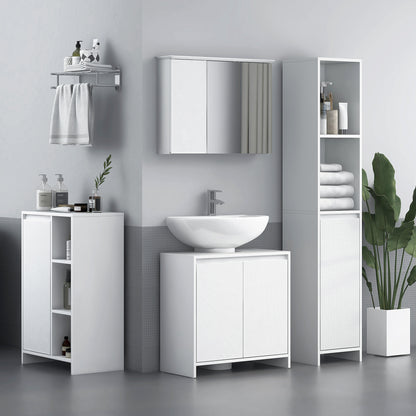 Freestanding Under Sink Cabinet with 2 Doors and Shelf, White
