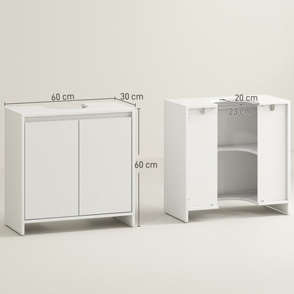 Freestanding Under Sink Cabinet with 2 Doors and Shelf, White