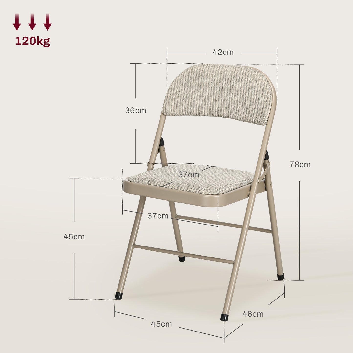 4 Pack Linen-Look Padded Folding Chairs with Cushioned Seat Beige