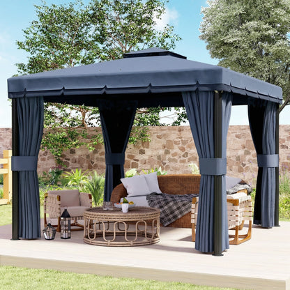 3 x 3(m) Patio Gazebo Garden Shelter w/ Mosquito Netting, Dark Blue