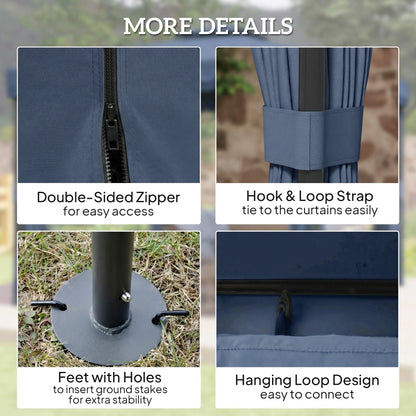 3 x 3(m) Patio Gazebo Garden Shelter w/ Mosquito Netting, Dark Blue