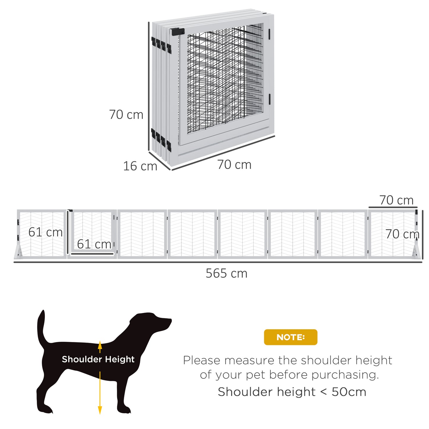 8 Panels Freestanding Dog Barrier for S and M Dogs - White